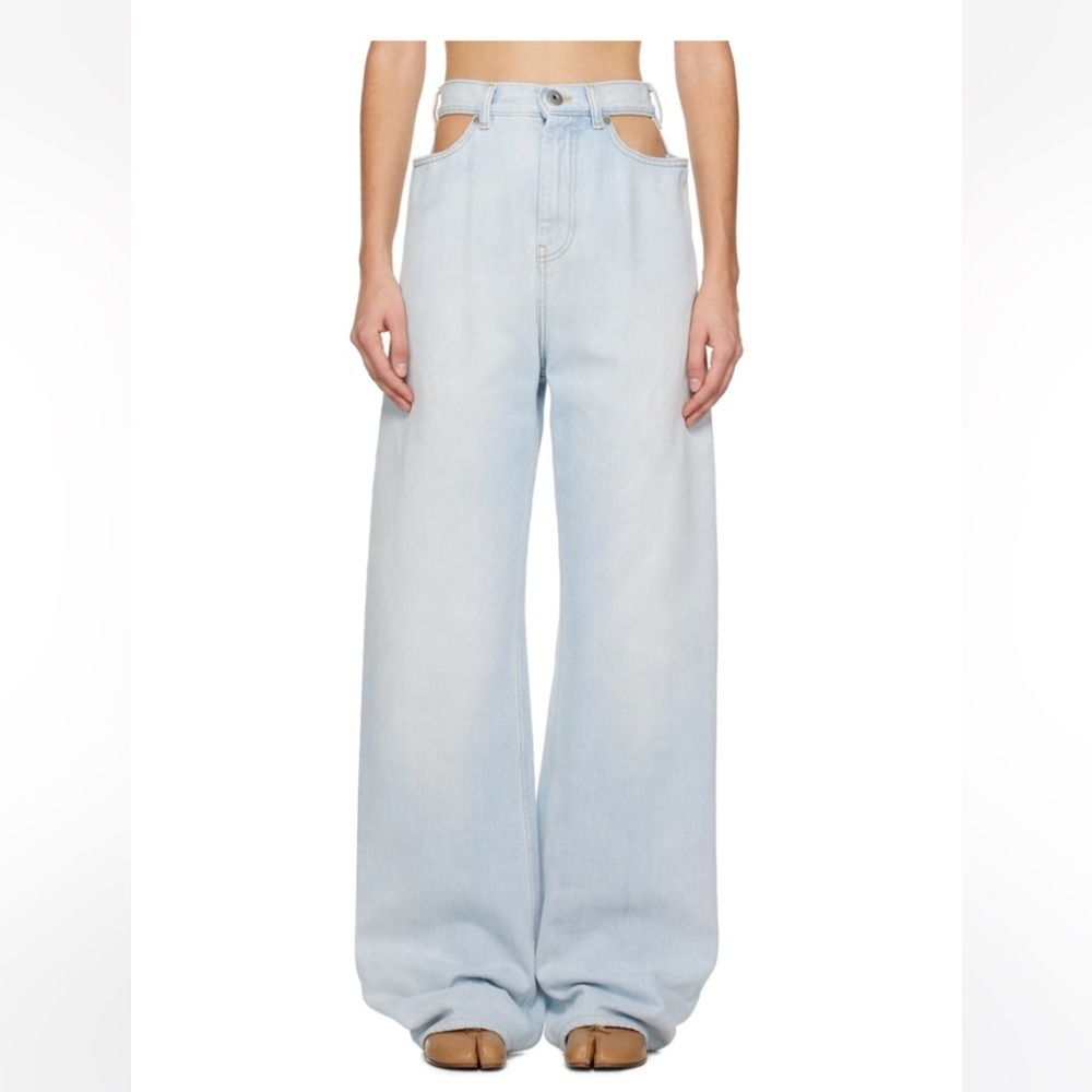 Maison Margiela Jeans Cut Out Light Blue Women's Wide-Leg Jeans Designer size 2